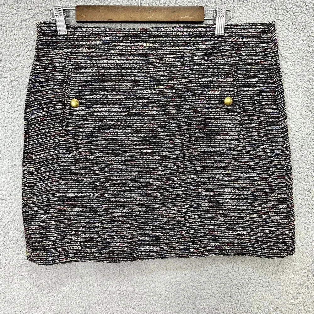 LOFT mini skirt womens 10 rainbow tweed preppy boho chic‎ academia retro glam